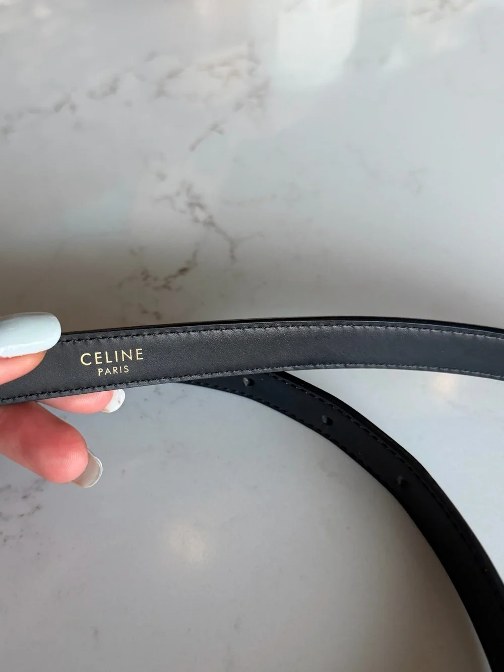 Celine Black Triomphe belt